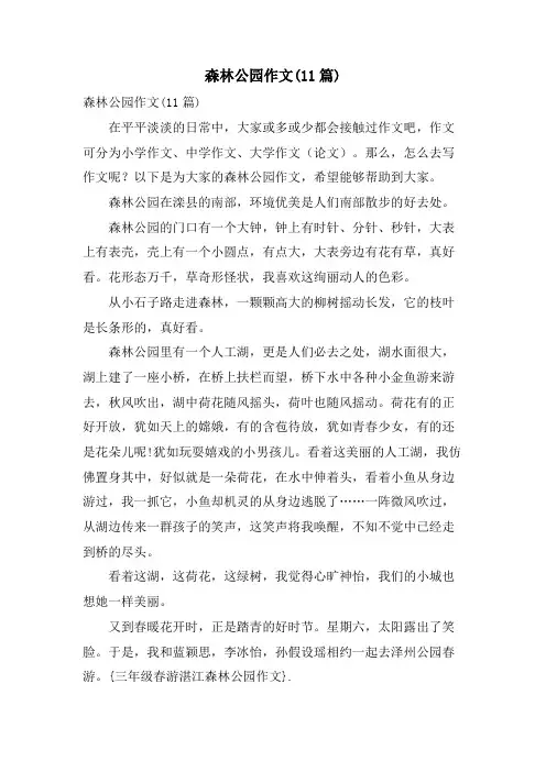 森林公园作文(11篇)