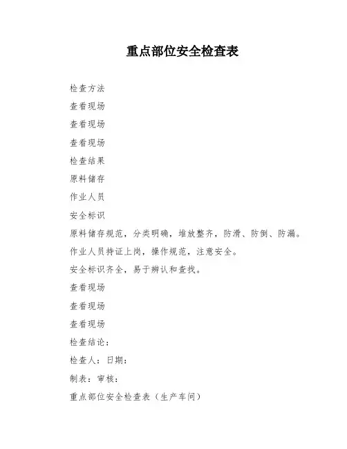 重点部位安全检查表