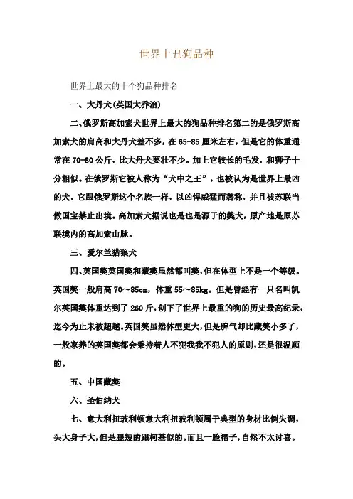 世界十丑狗品种