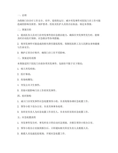 门诊突发事件应急处理预案