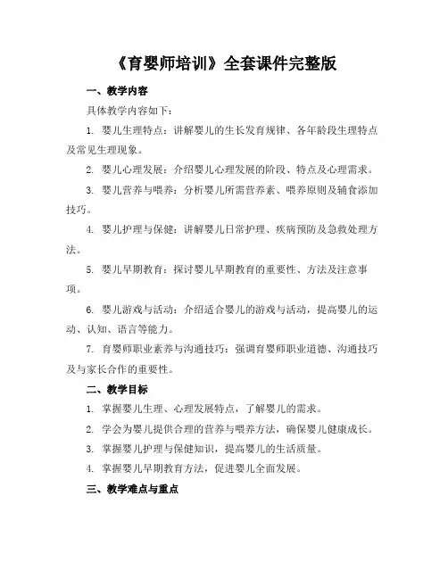 《育婴师培训》全套课件完整版