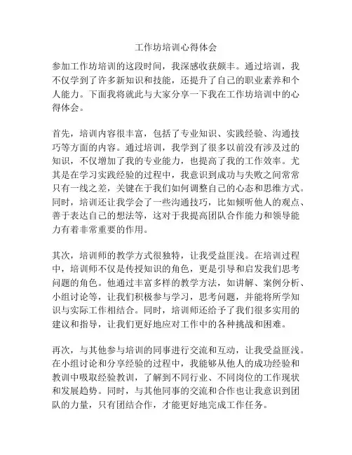 工作坊培训心得体会