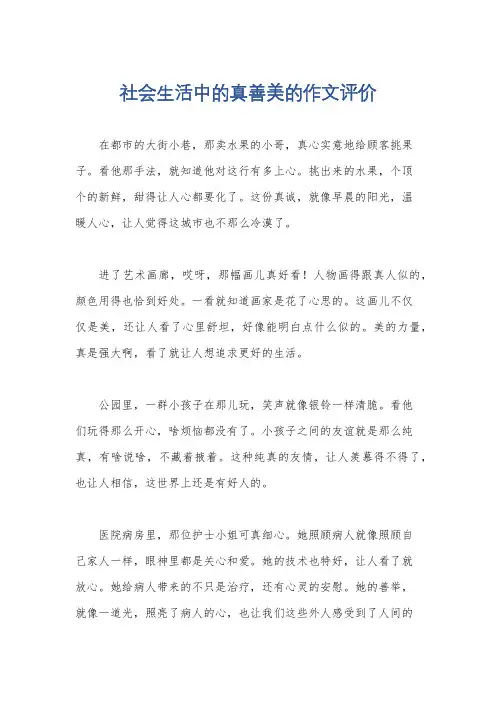 社会生活中的真善美的作文评价