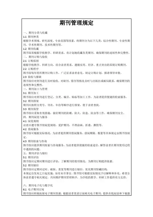 期刊管理规定