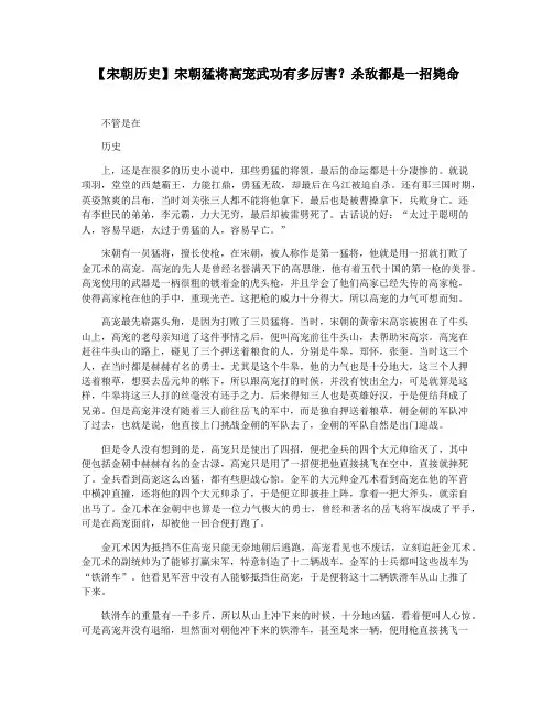 【宋朝历史】宋朝猛将高宠武功有多厉害杀敌都是一招毙命