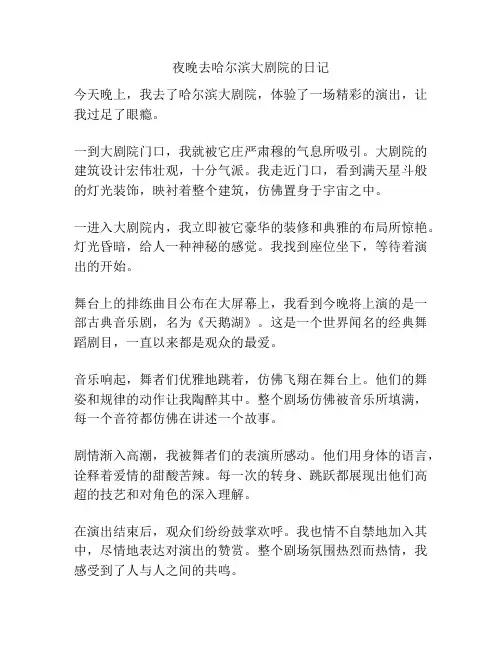 夜晚去哈尔滨大剧院的日记