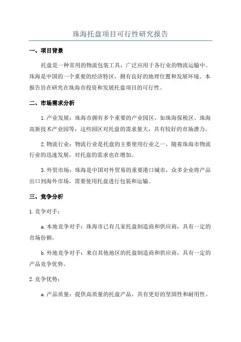 珠海托盘项目可行性研究报告