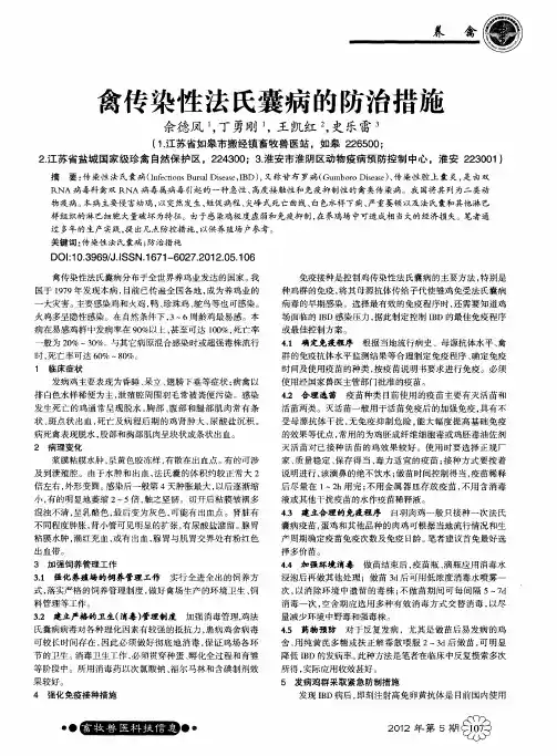 禽传染性法氏囊病的防治措施
