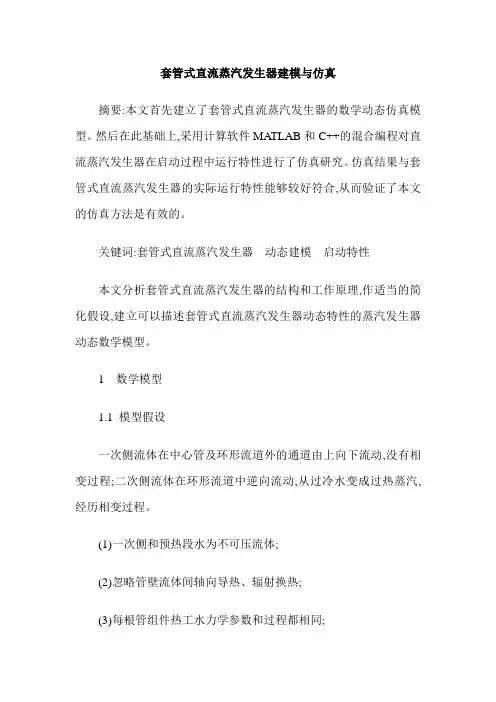 套管式直流蒸汽发生器建模与仿真
