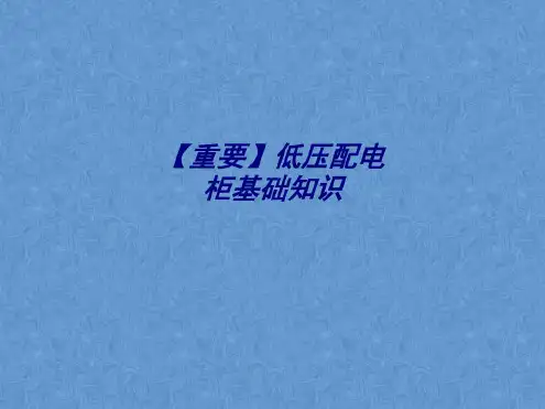 重要低压配电柜基础知识专题培训-2022年学习资料