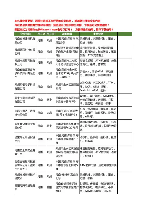 新版河南省atm工商企业公司商家名录名单联系方式大全23家