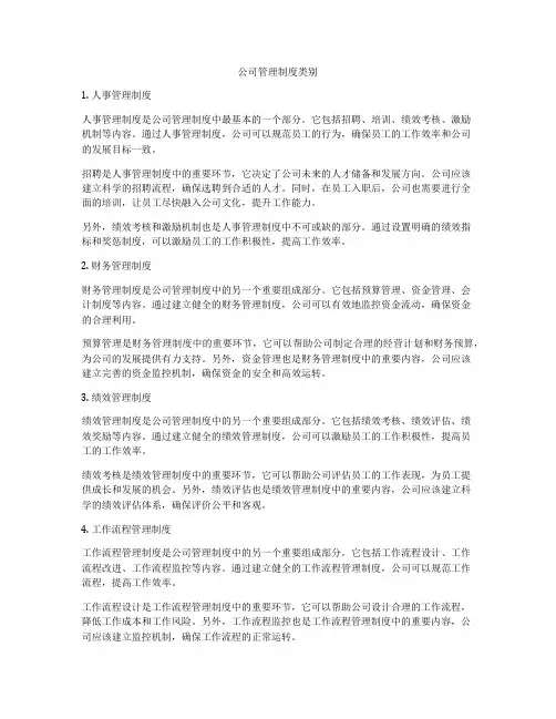 公司管理制度类别