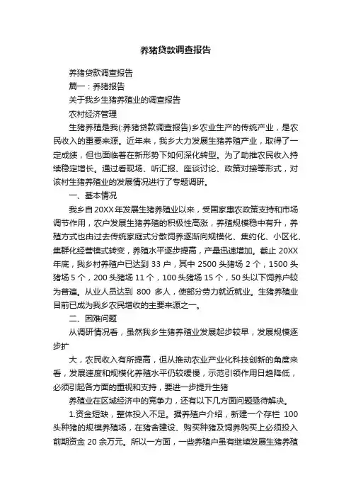 养猪贷款调查报告