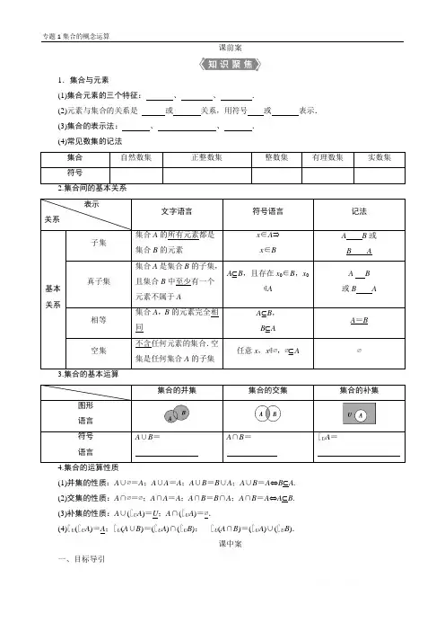 高中数学集合的概念运算