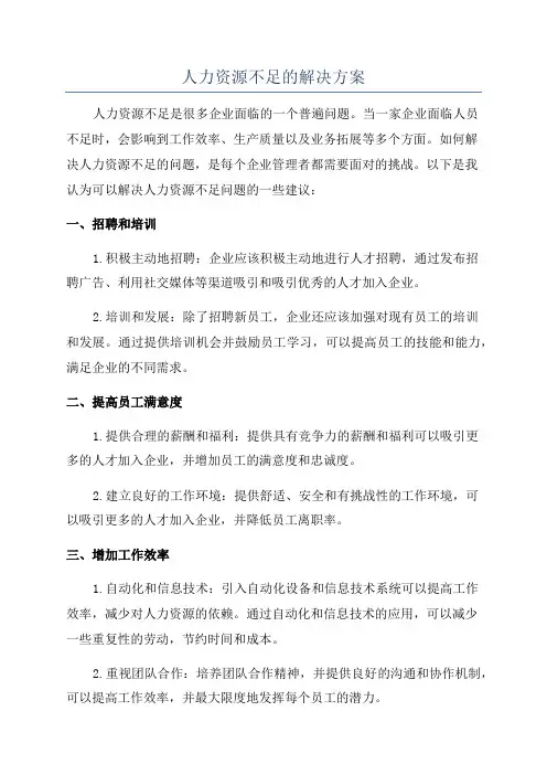 人力资源不足的解决方案