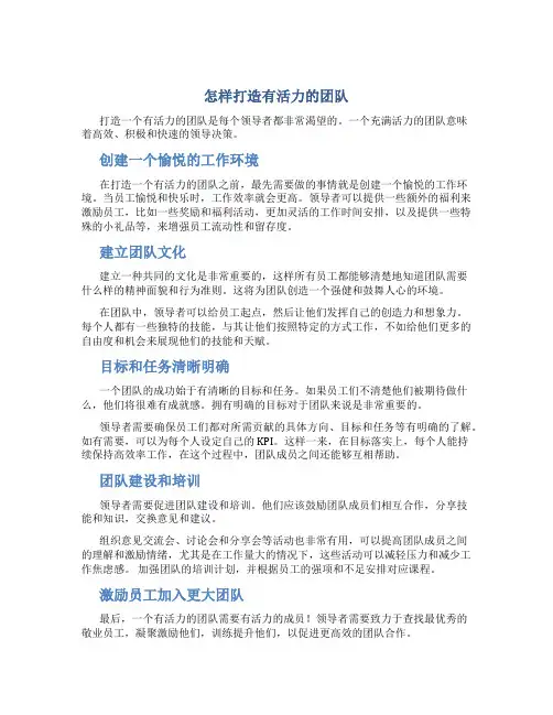 怎样打造有活力的团队 