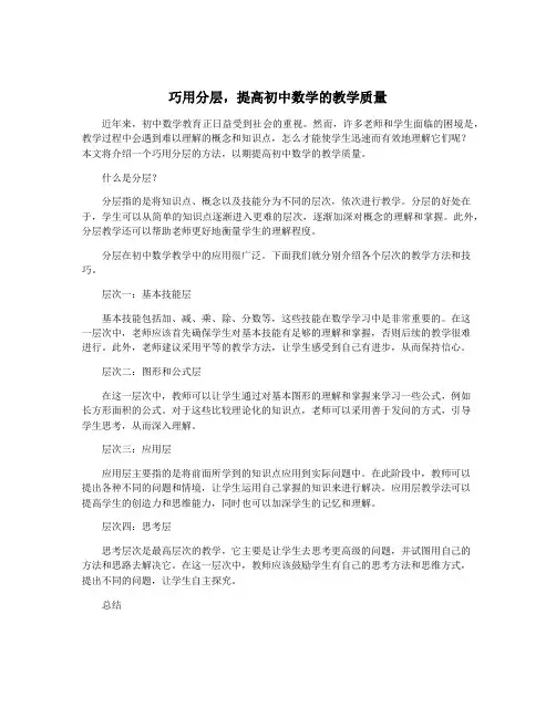 巧用分层,提高初中数学的教学质量