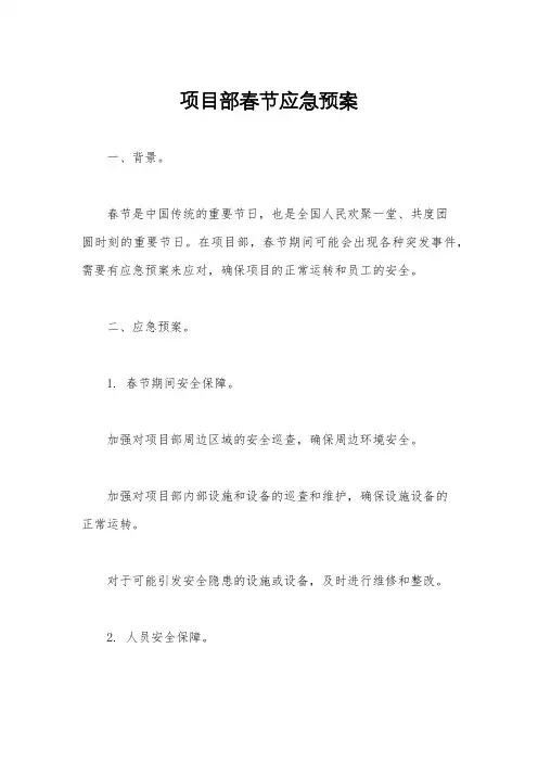 项目部春节应急预案