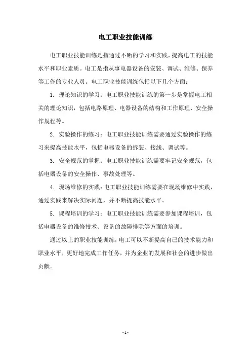 电工职业技能训练