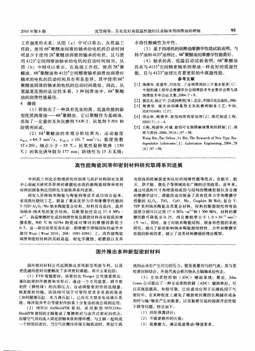高性能陶瓷润滑和密封材料研究取得系列进展