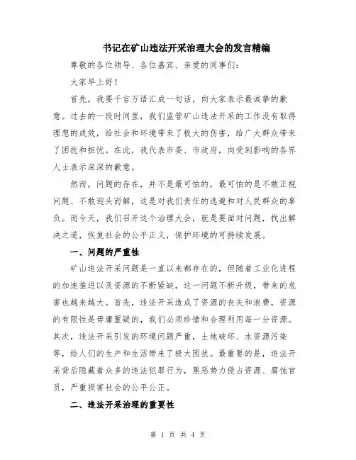 书记在矿山违法开采治理大会的发言精编