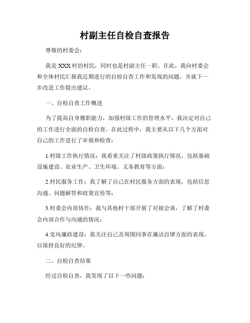 村副主任自检自查报告