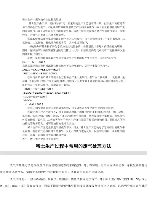 稀土生产过程中常用的废气处理方法
