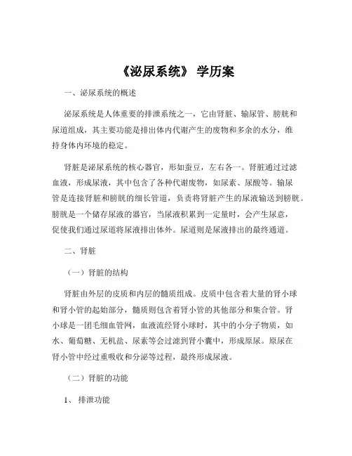 《泌尿系统》 学历案