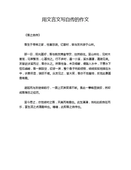 用文言文写自传的作文