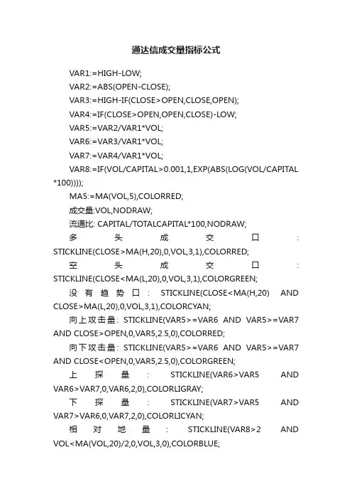 通达信成交量指标公式