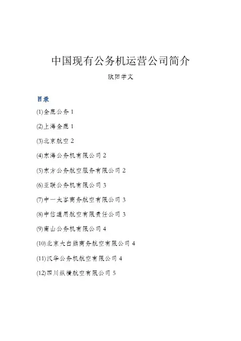 中国现有公务机运营公司简介