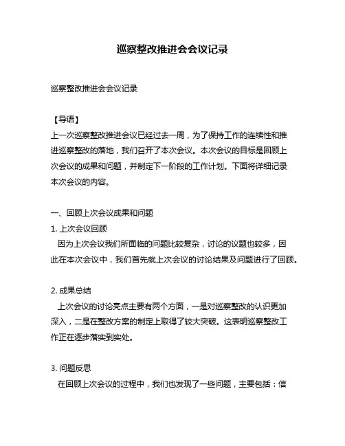 巡察整改推进会会议记录