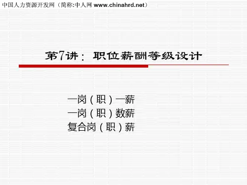 公司职位等级(职等职级薪资)薪酬设计