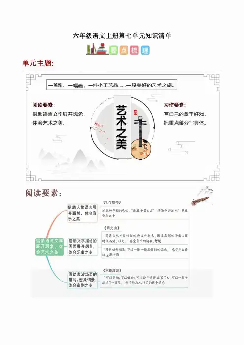 (新统编版)语文六年级上册 第七单元知识清单