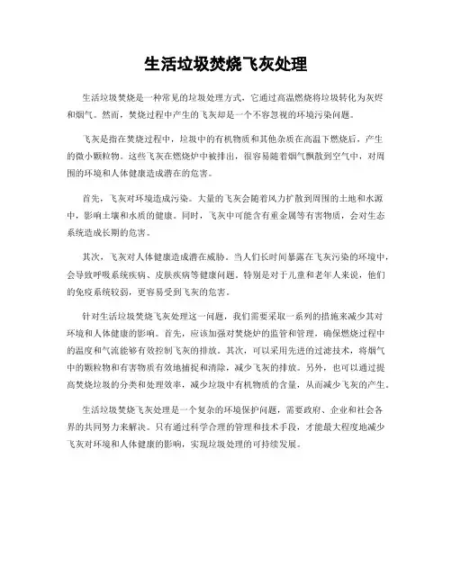 生活垃圾焚烧飞灰处理
