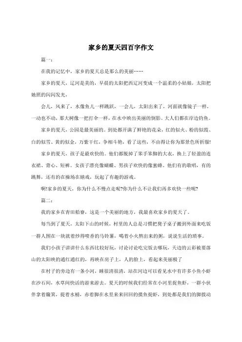 家乡的夏天四百字作文