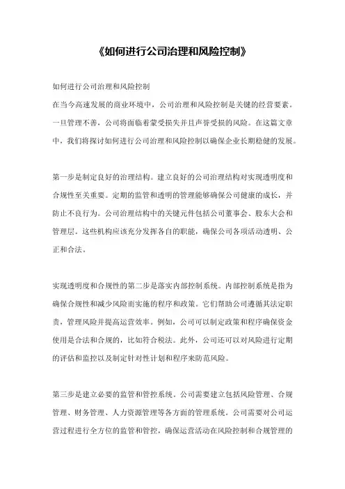 《如何进行公司治理和风险控制》