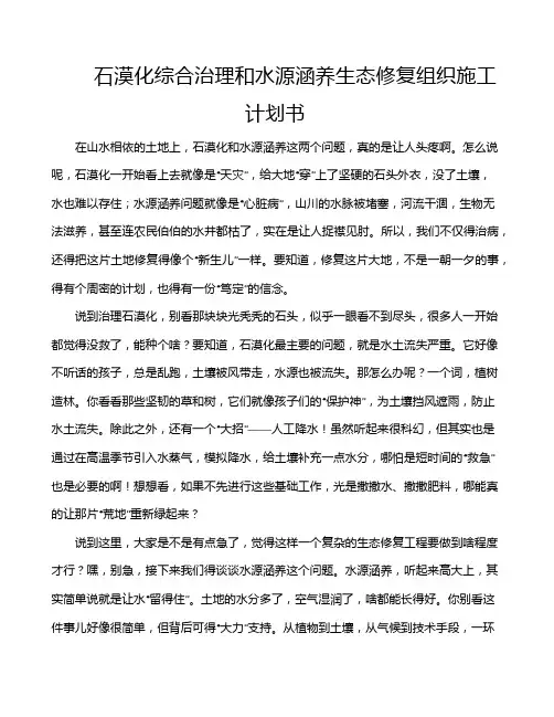石漠化综合治理和水源涵养生态修复组织施工计划书