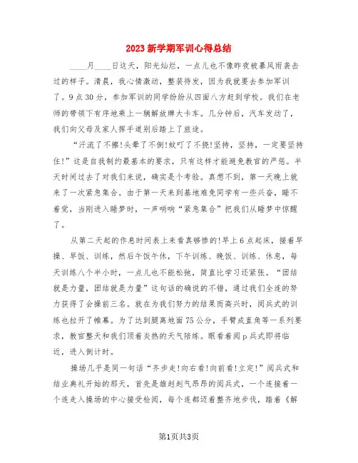 2023新学期军训心得总结