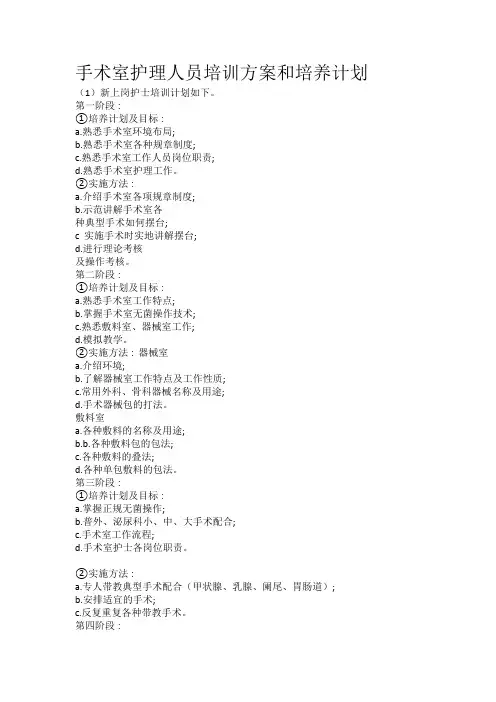 手术室护理人员培训方案和培养计划