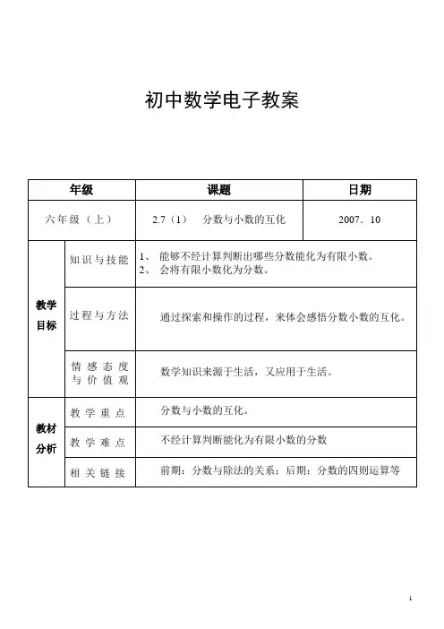 2.7(1)  分数与小数的互化