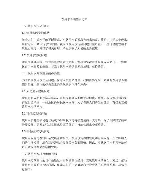 饮用水专项整治方案