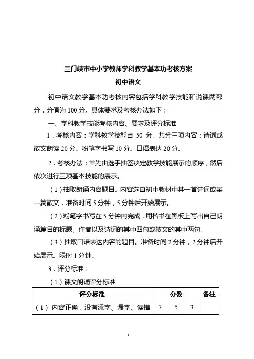 基本功考核方案