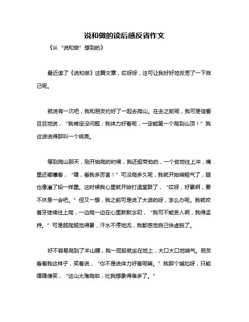 说和做的读后感反省作文