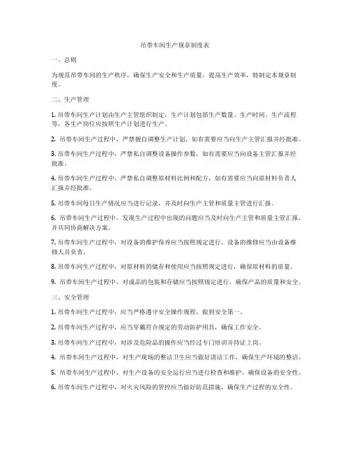 吊带车间生产规章制度表
