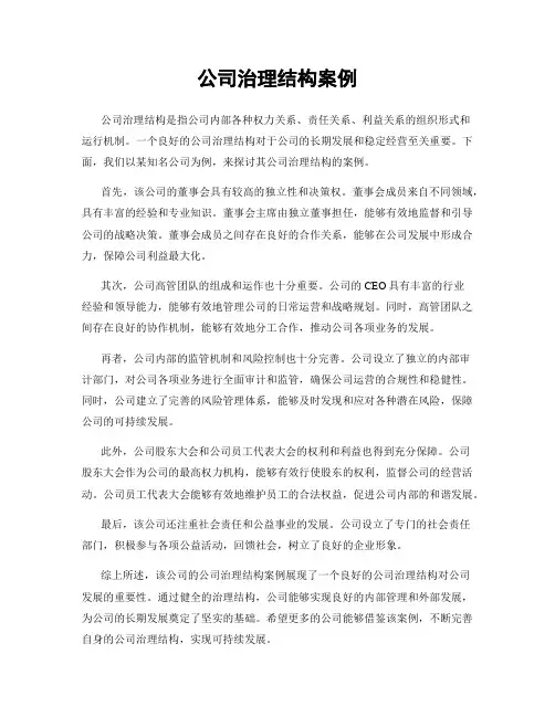 公司治理结构案例