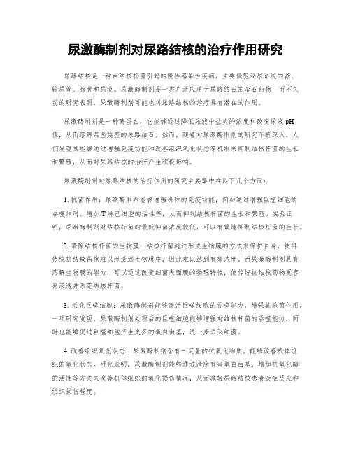 尿激酶制剂对尿路结核的治疗作用研究