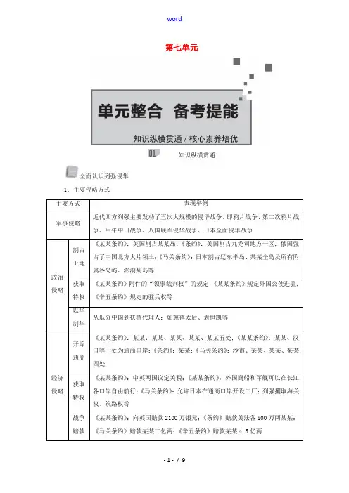 新人教版高考历史一轮教师用书 第二部分 中国近代史 第7单元 近代中国的觉醒与探索—甲午中日战争至五