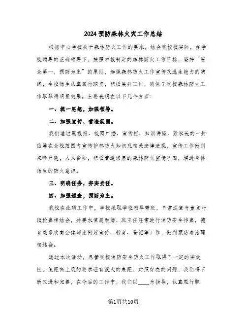 2024预防森林火灾工作总结(6篇)