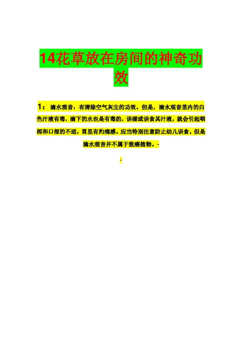 14花草放在房间的神奇功效